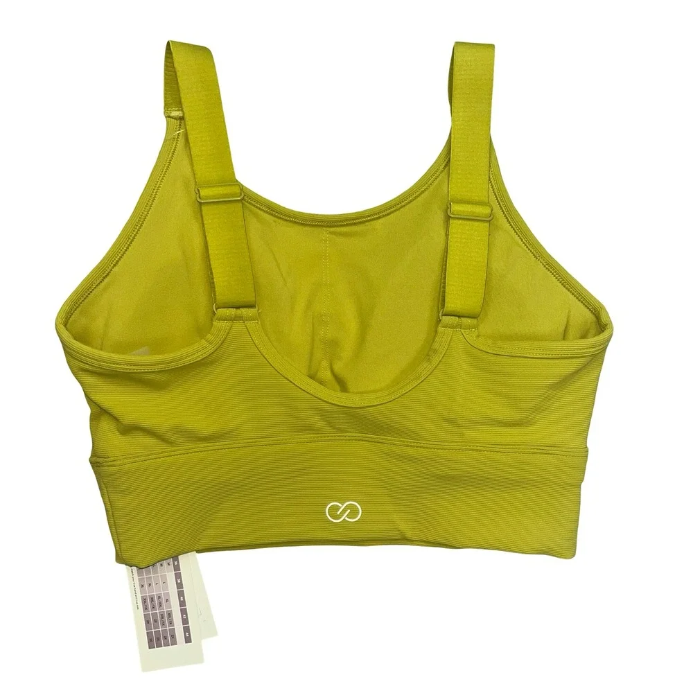 CALIA Women Sports Bra Lime Green Ribbed Medium Support Made To Play Gym Small